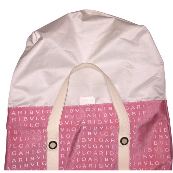 BVLGARI MAEREA Pink/Coral Leather Trim Satchel - Picture 10 of 15